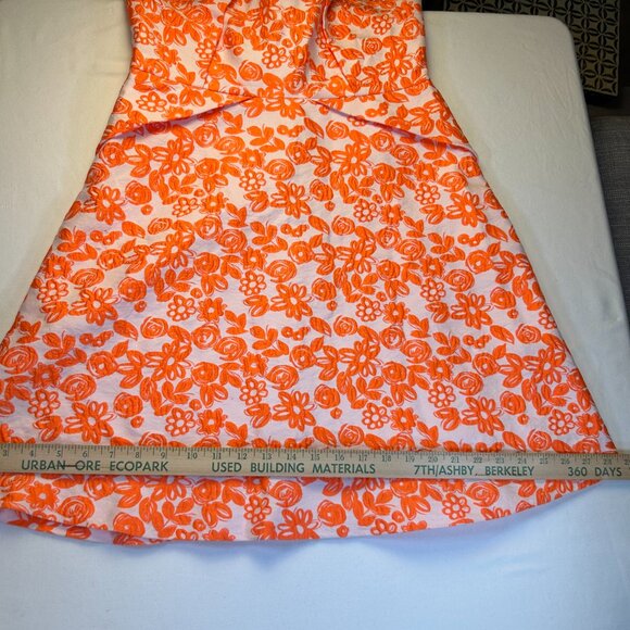Vibrant & Unique Betsey Johnson Orange and White Floral Dress Back zipper size 8 - Picture 6 of 15